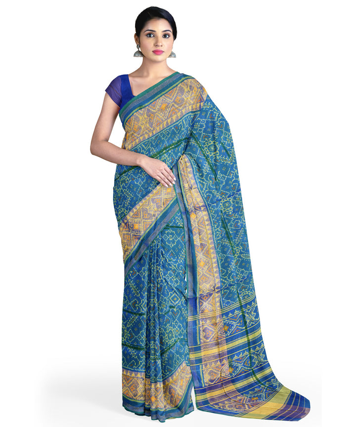 Sky blue handloom patola silk saree