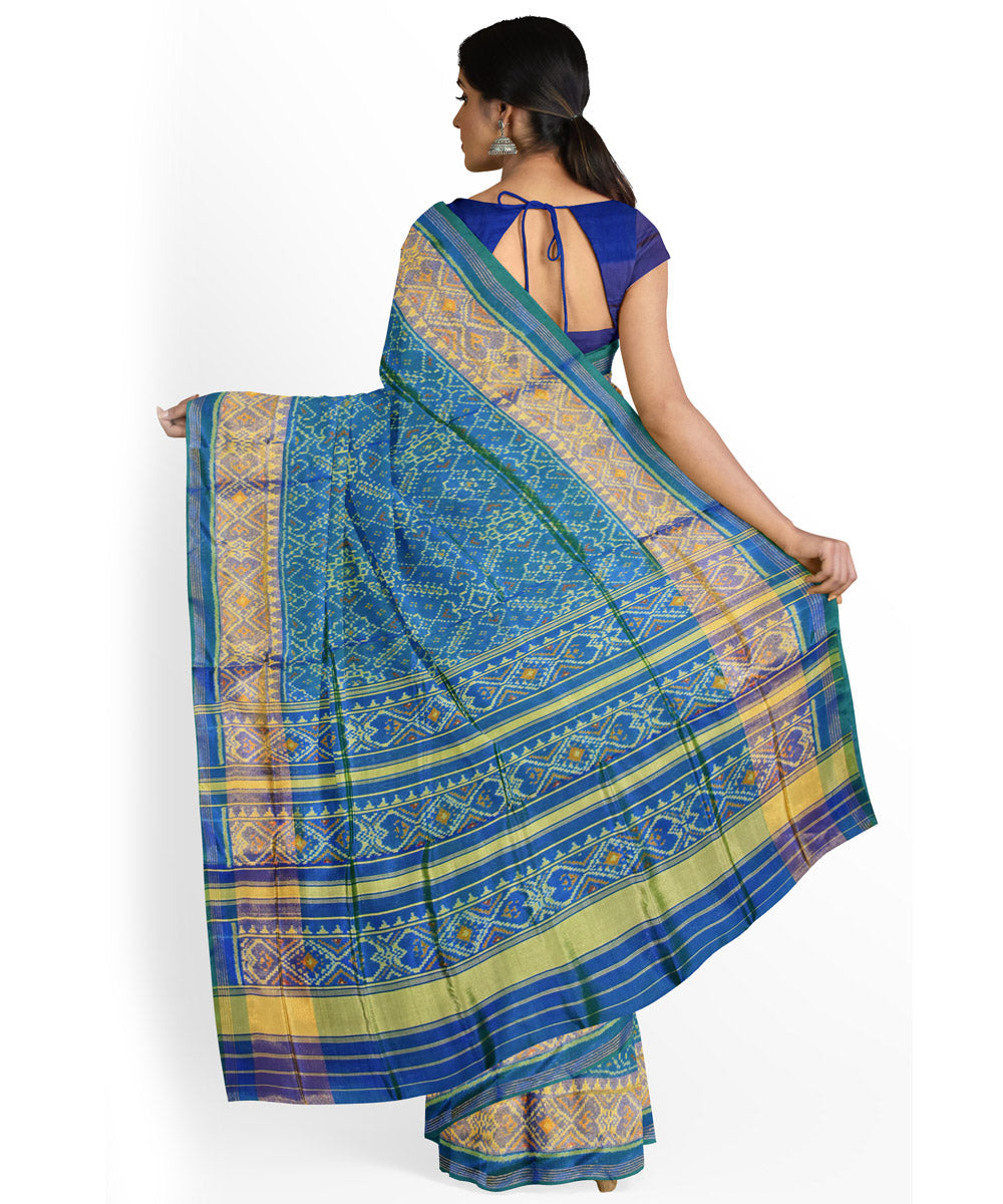 Sky blue handloom patola silk saree