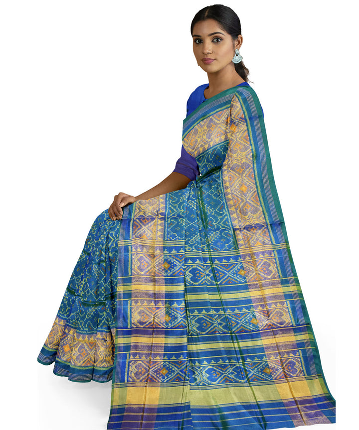 Sky blue handloom patola silk saree