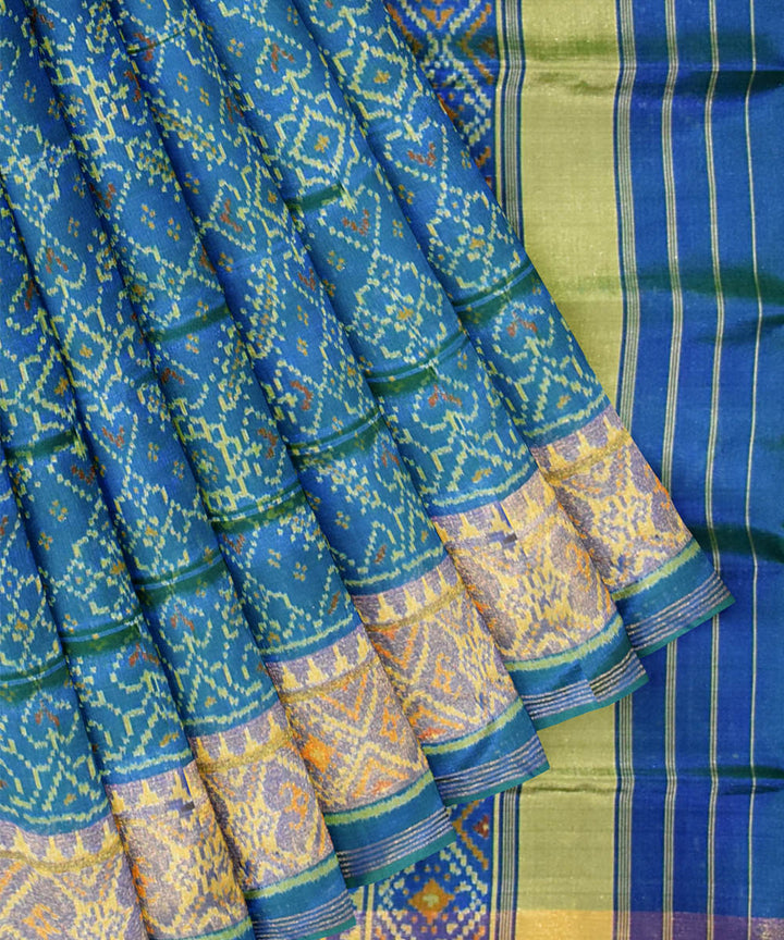 Sky blue handloom patola silk saree