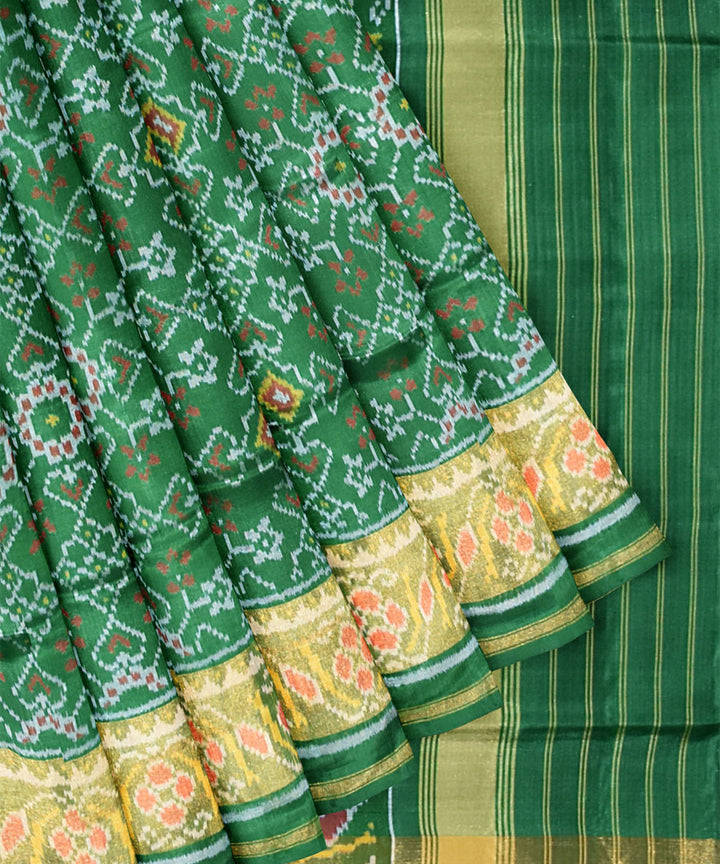 Dark green handloom patola silk saree
