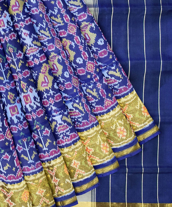 Navy blue handwoven patola silk saree