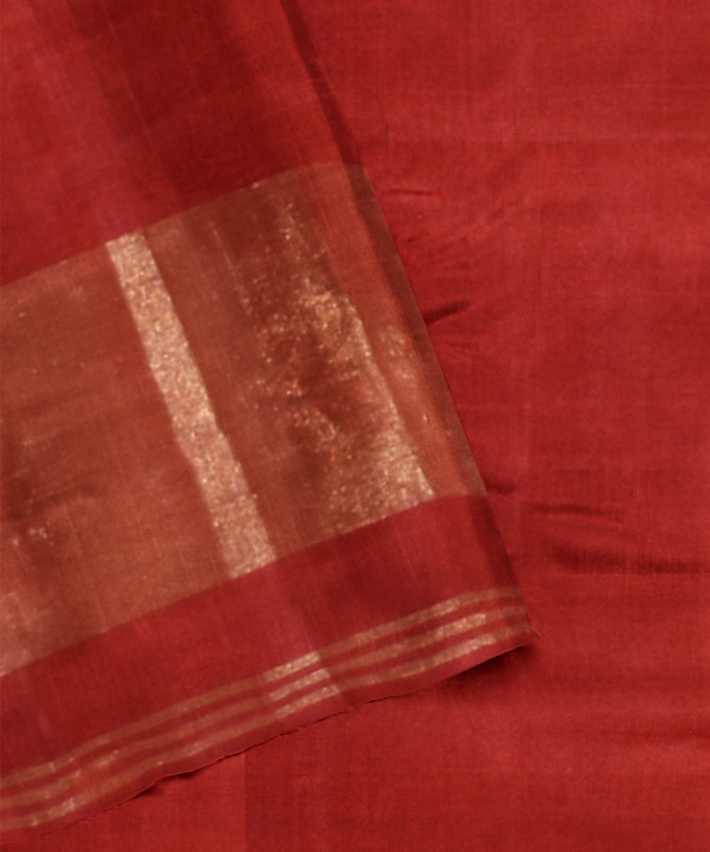Apple red hand woven patola silk saree