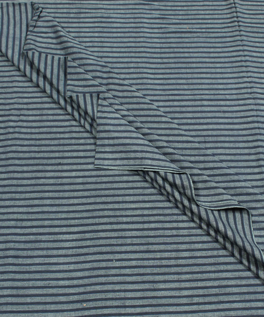 Grey black handwoven stripe cotton fabric