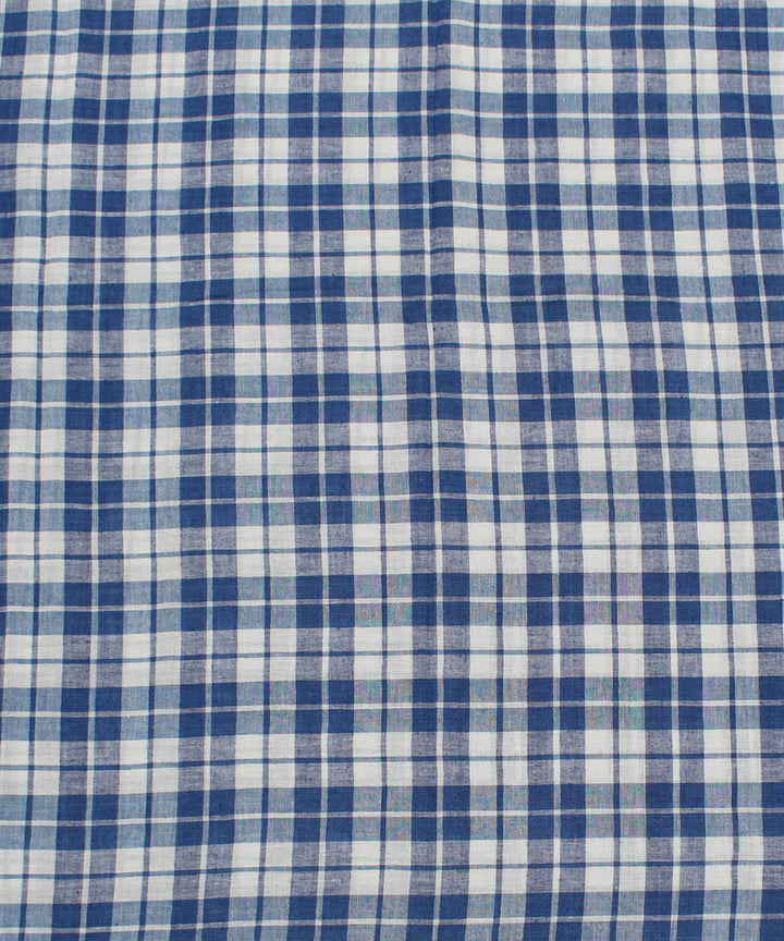 0.4m Checks blue and white handwoven cotton fabric