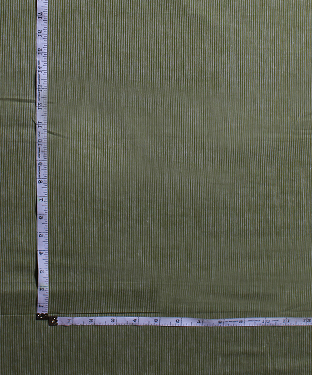 olive white stripe handwoven cotton fabric
