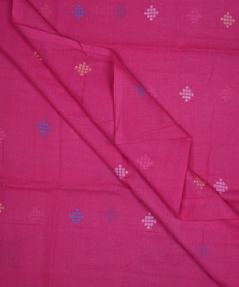 Pink handwoven bengal jamdani fabric
