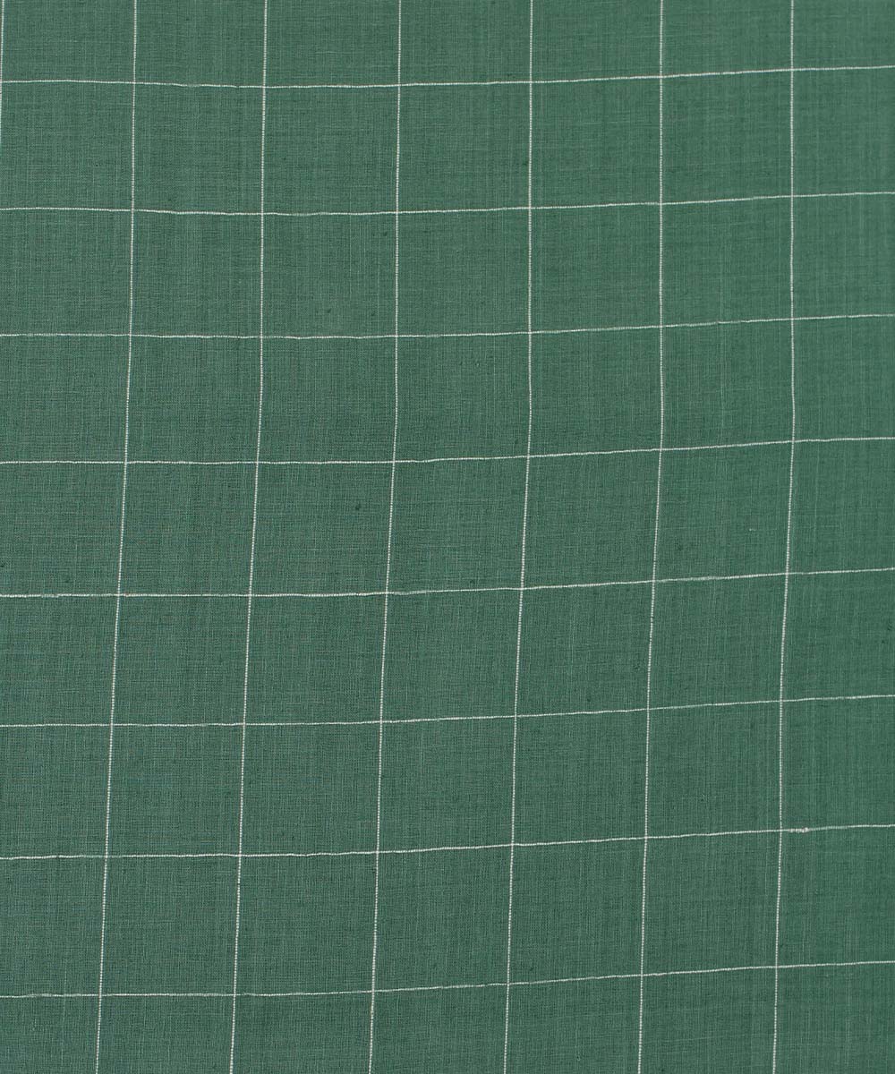 1.8m Green checks handwoven cotton fabric