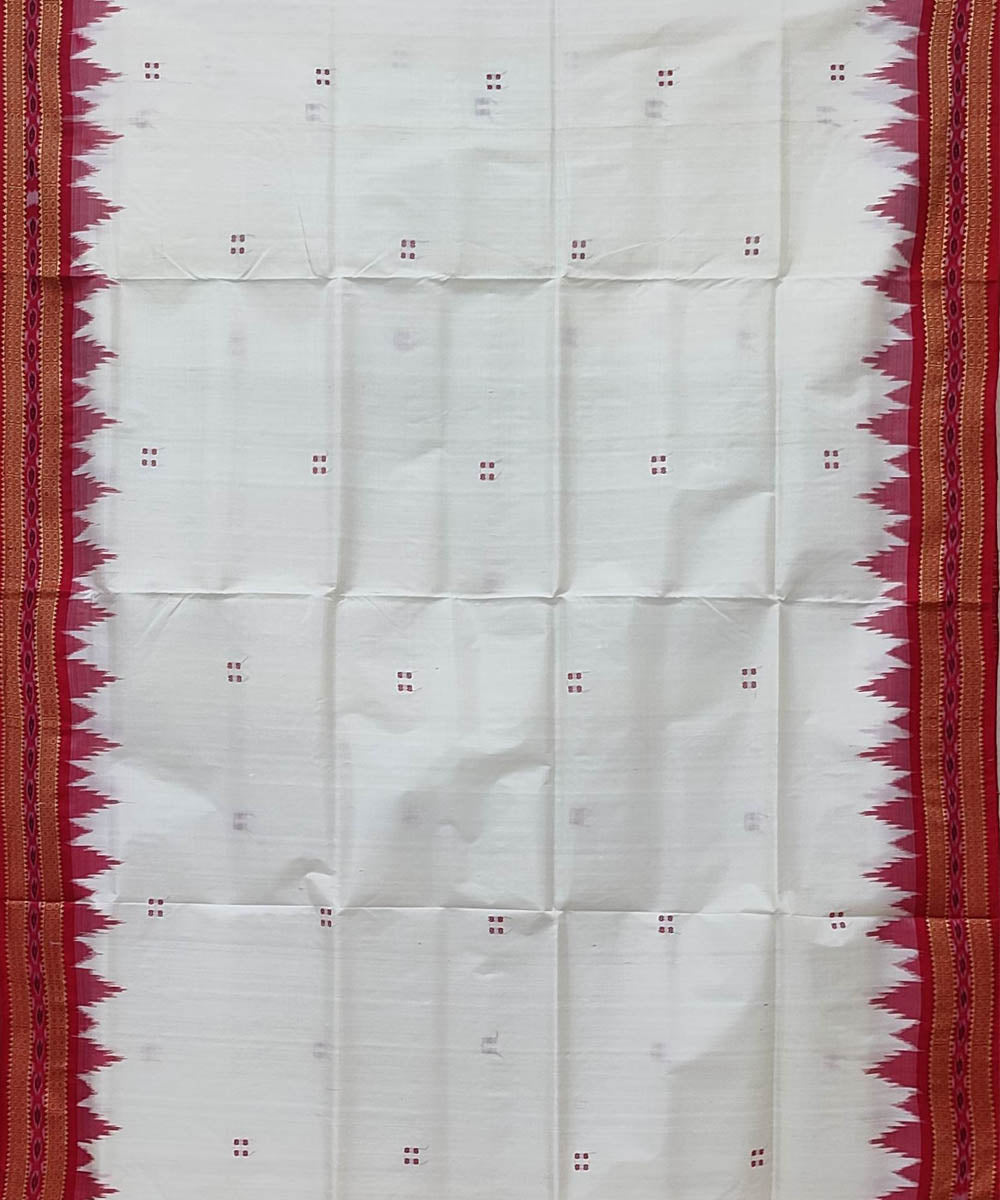 White red handwoven khandua silk saree