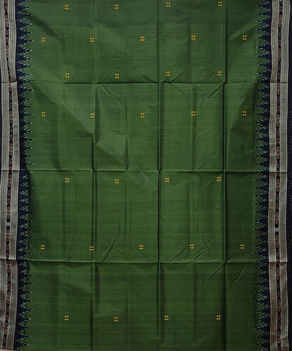 Forest green black hand woven khandua silk saree
