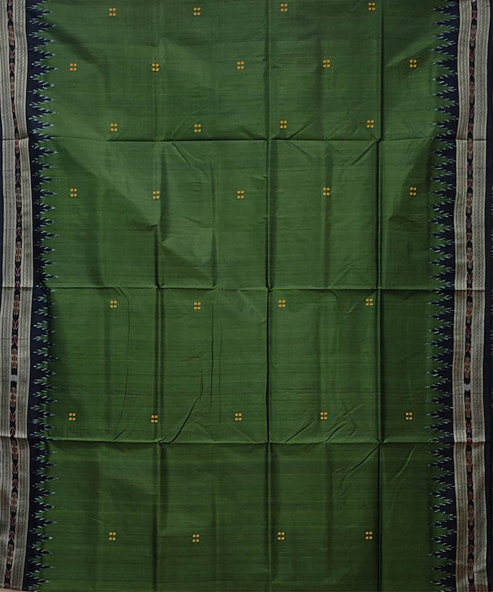 Forest green black hand woven khandua silk saree