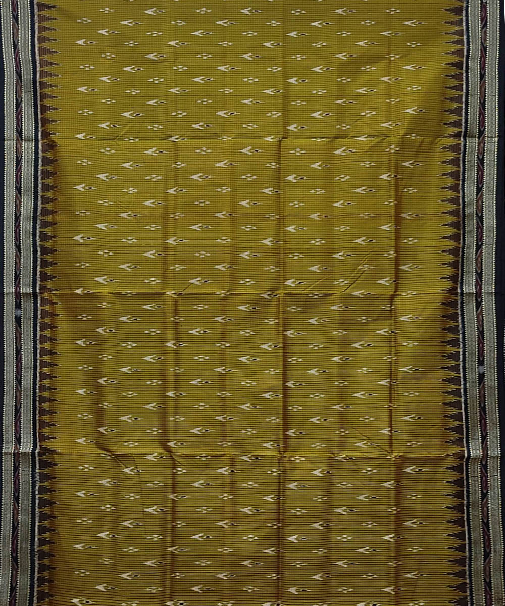 Mustard black handwoven khandua silk saree
