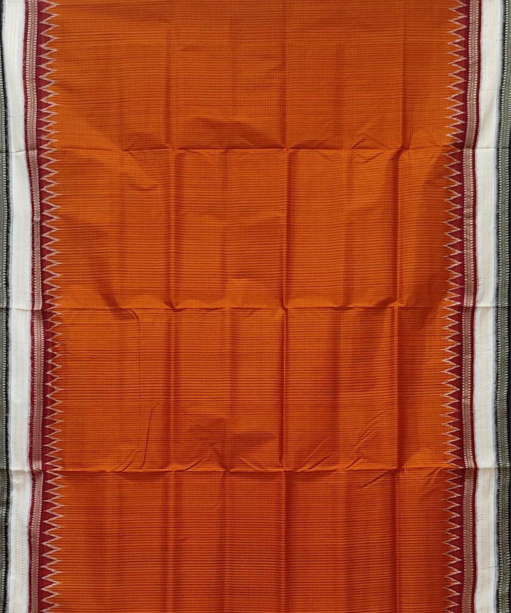 Orange black handwoven khandua silk saree