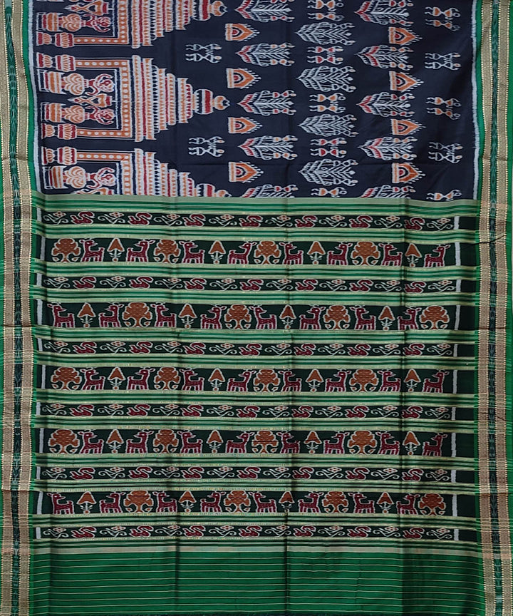 Black light green handwoven khandua silk saree