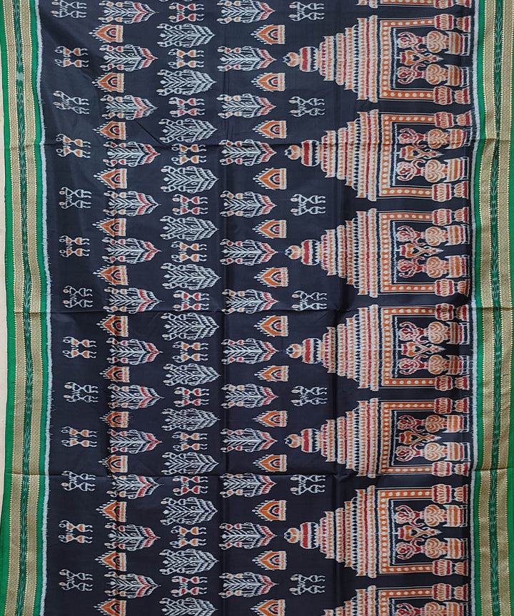 Black light green handwoven khandua silk saree