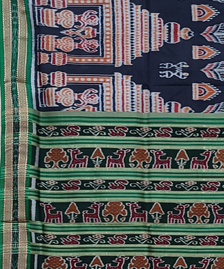 Black light green handwoven khandua silk saree