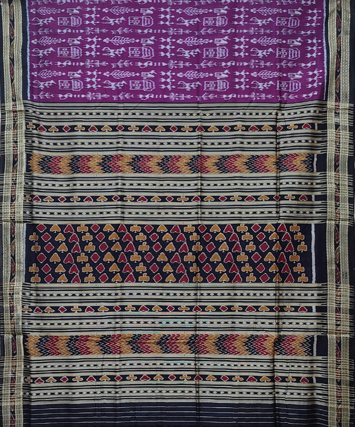 Violet black handwoven khandua silk saree