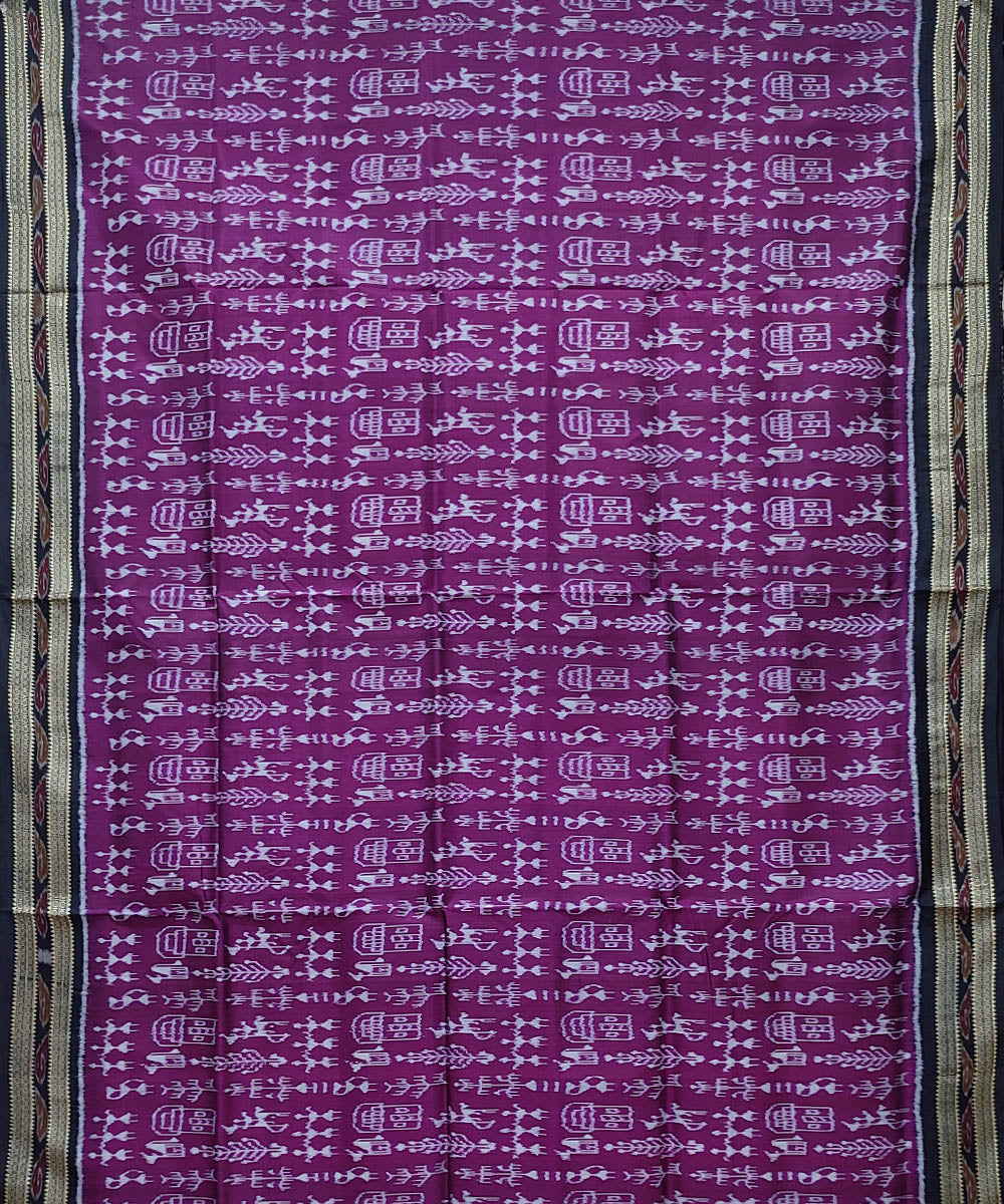 Violet black handwoven khandua silk saree
