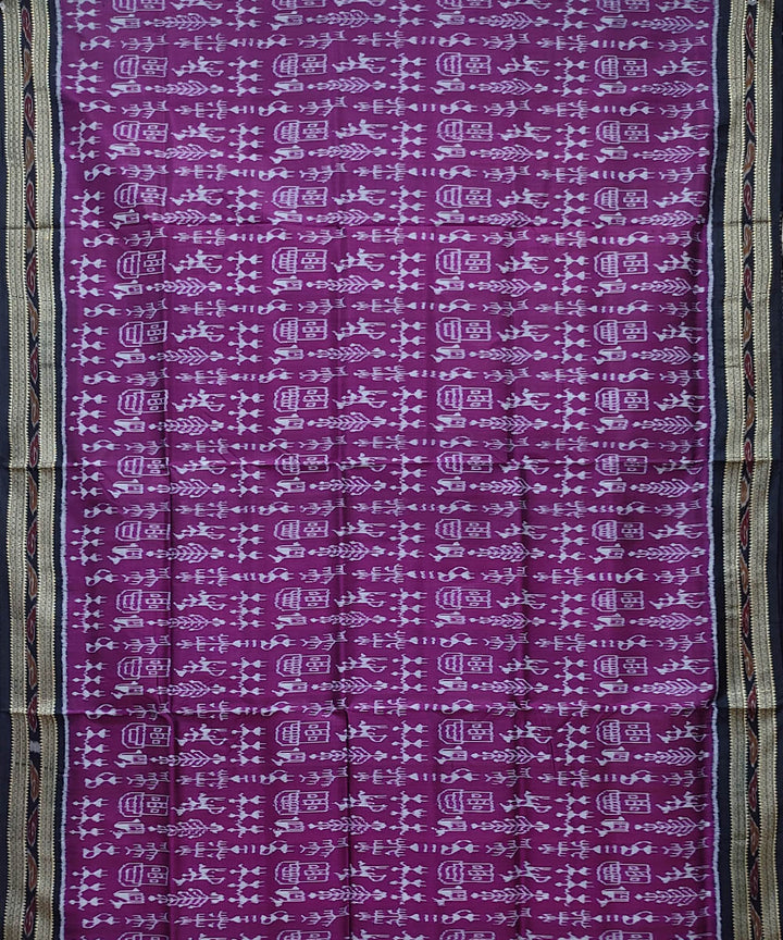 Violet black handwoven khandua silk saree