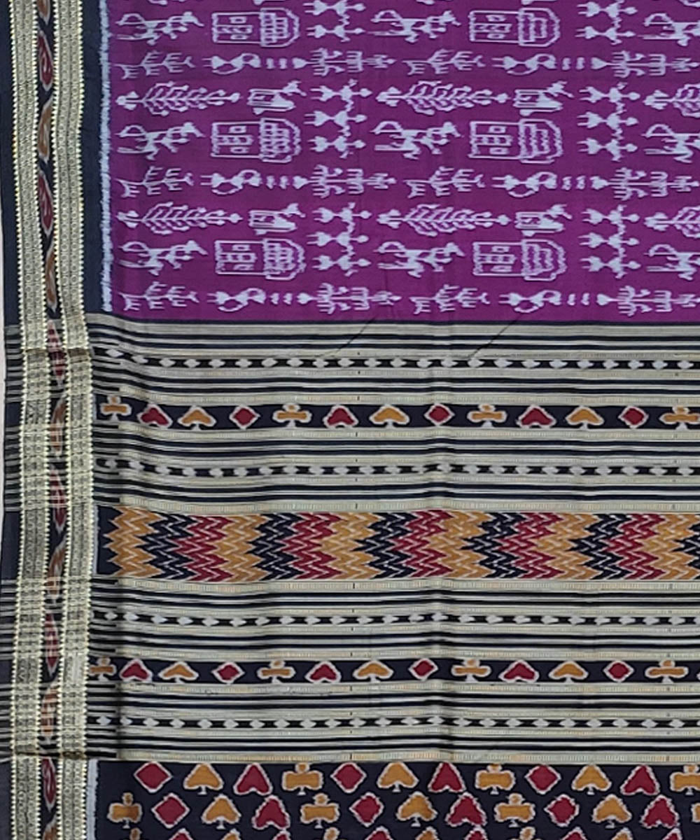 Violet black handwoven khandua silk saree