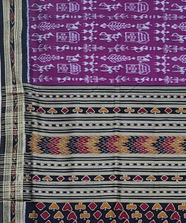 Violet black handwoven khandua silk saree