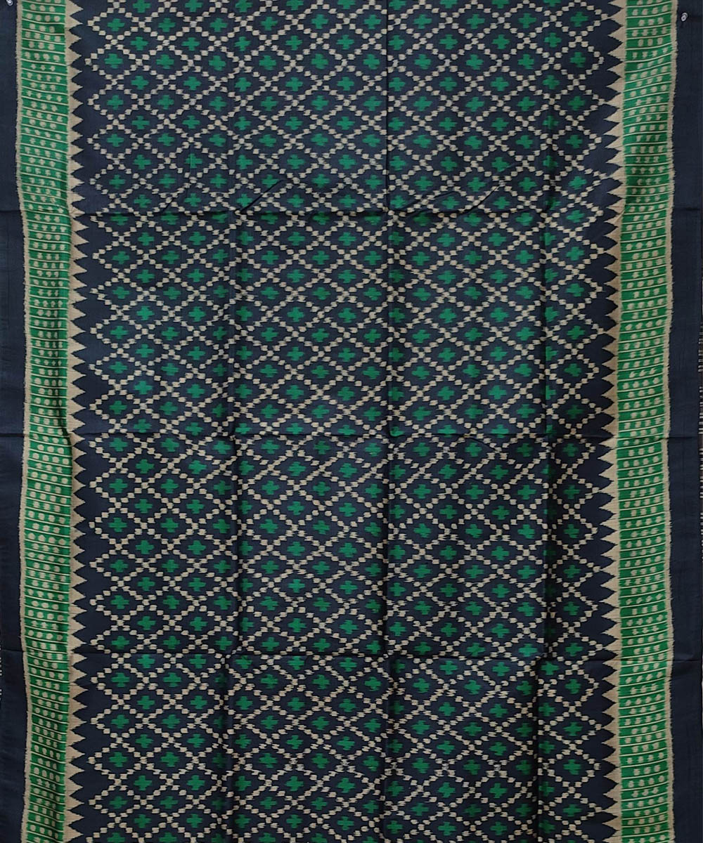 Dark green black handloom khandua silk saree