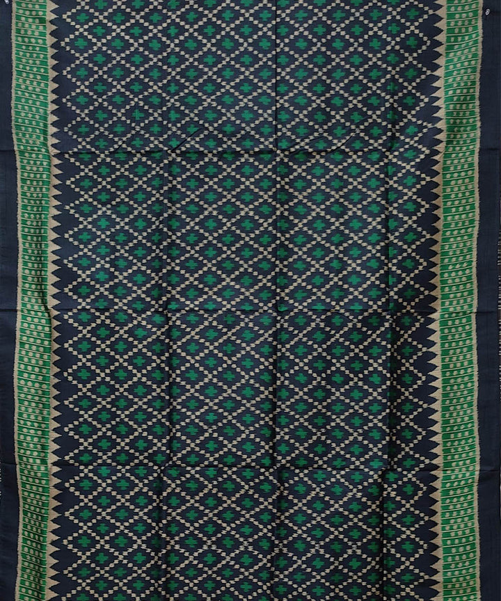 Dark green black handloom khandua silk saree