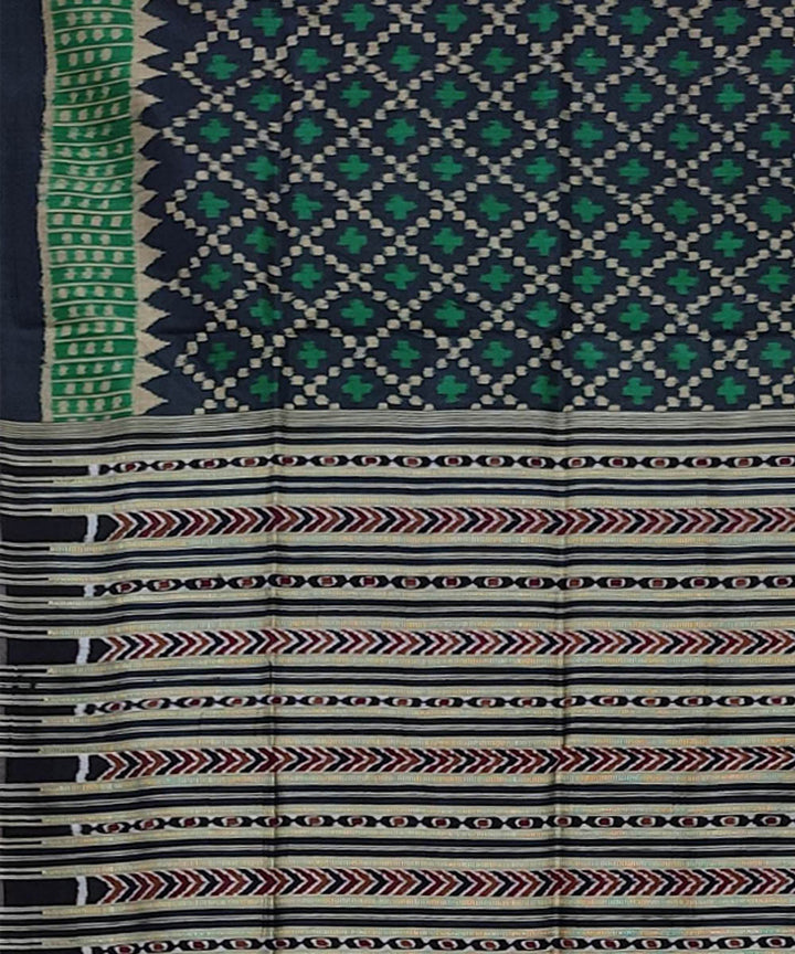 Dark green black handloom khandua silk saree