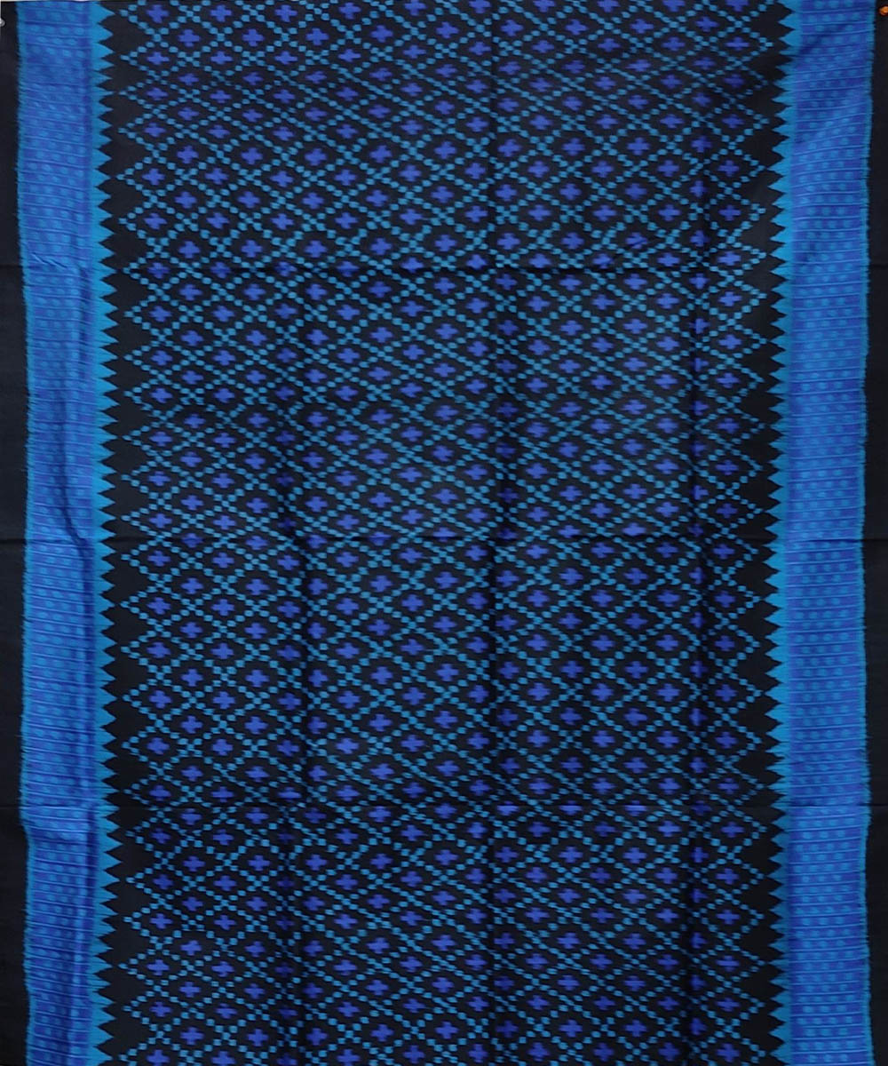 Navy blue black handwoven khandua silk saree