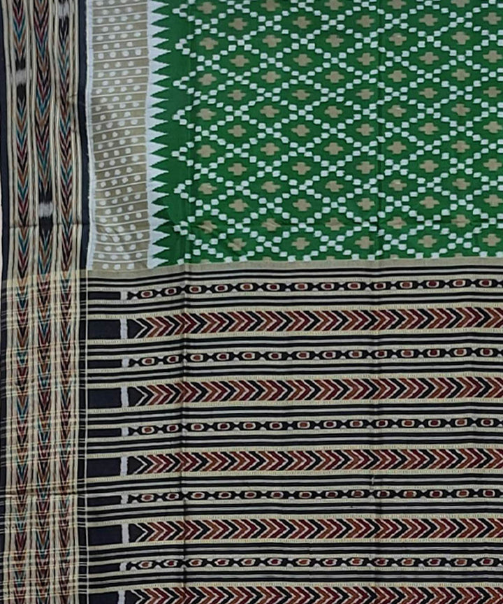 Light green black handloom khandua silk saree