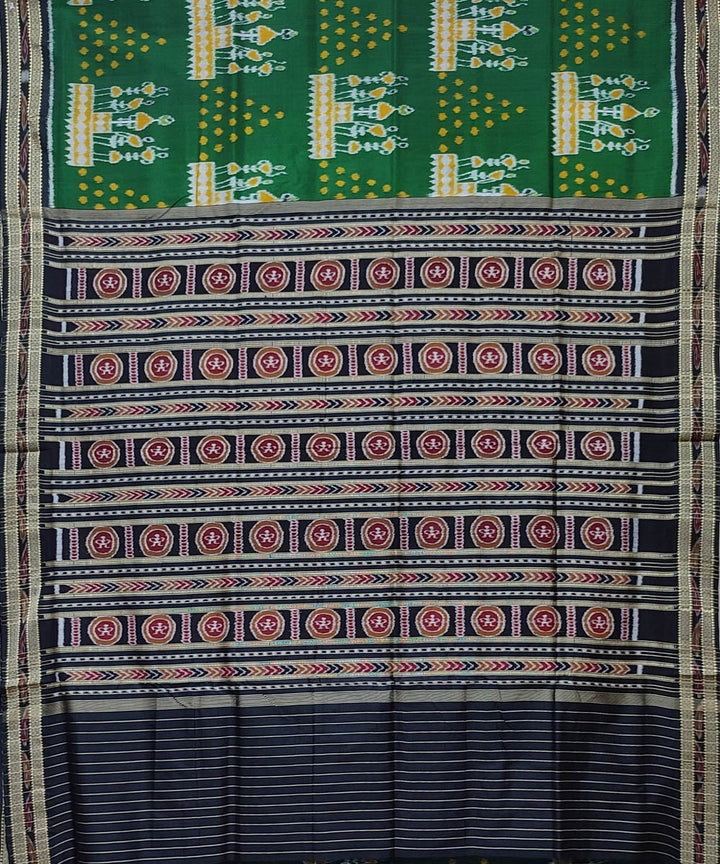 Light green black handwoven khandua silk saree