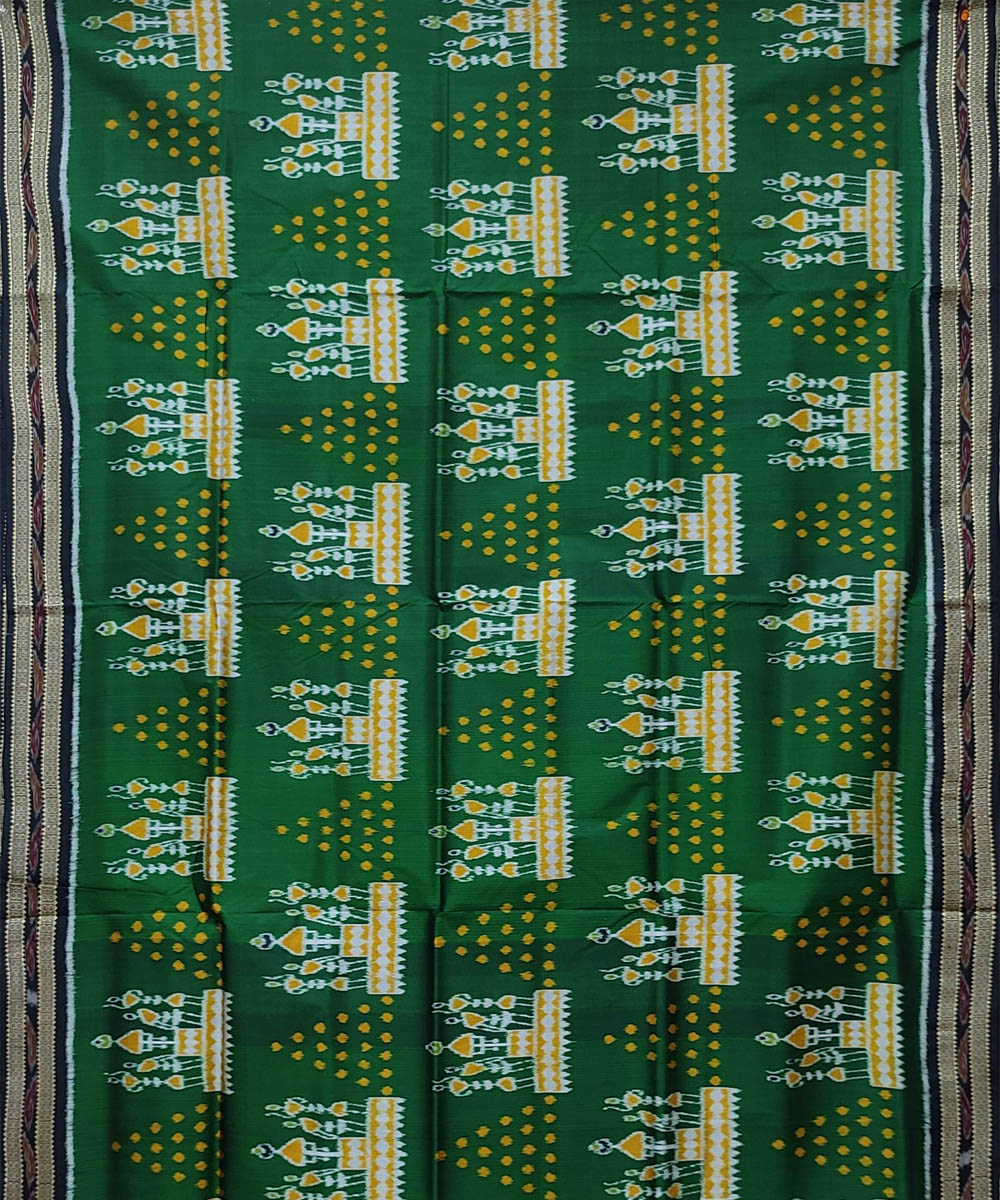Light green black handwoven khandua silk saree