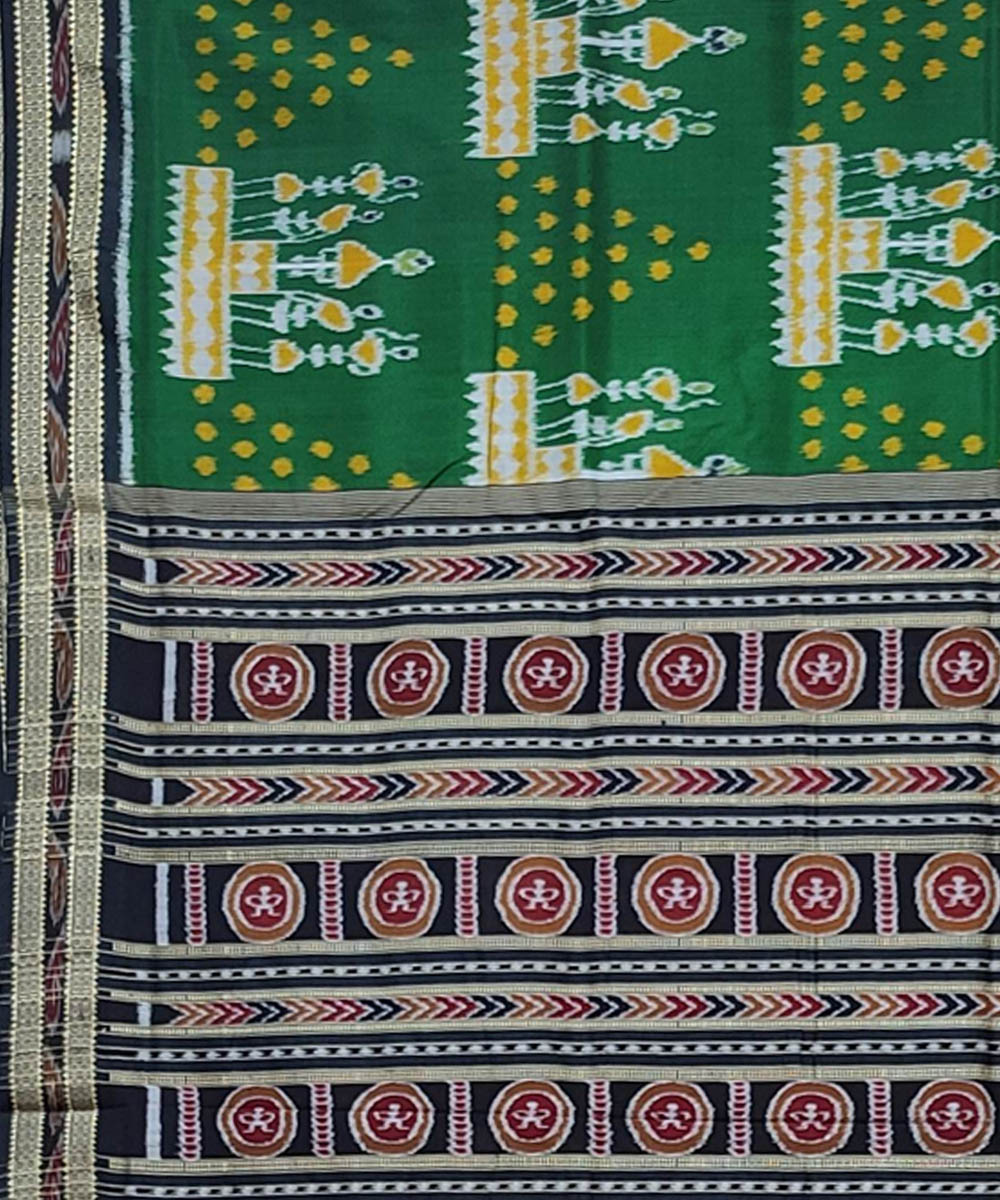 Light green black handwoven khandua silk saree