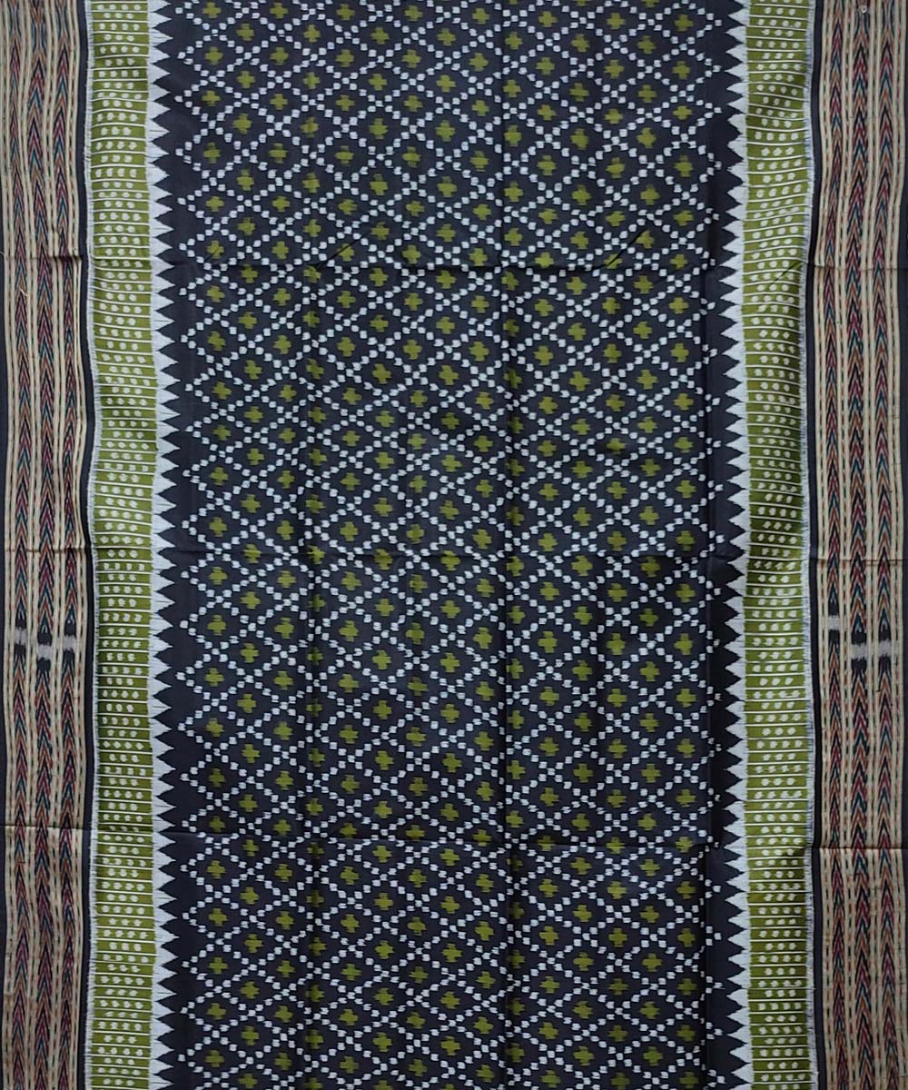 Black grey handwoven khandua silk saree