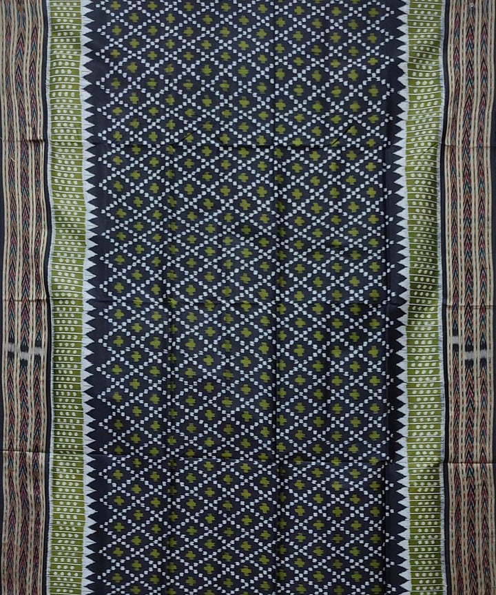 Black grey handwoven khandua silk saree