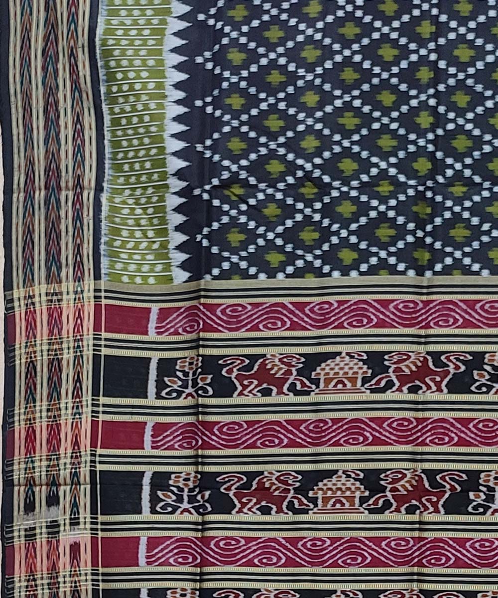 Black grey handwoven khandua silk saree