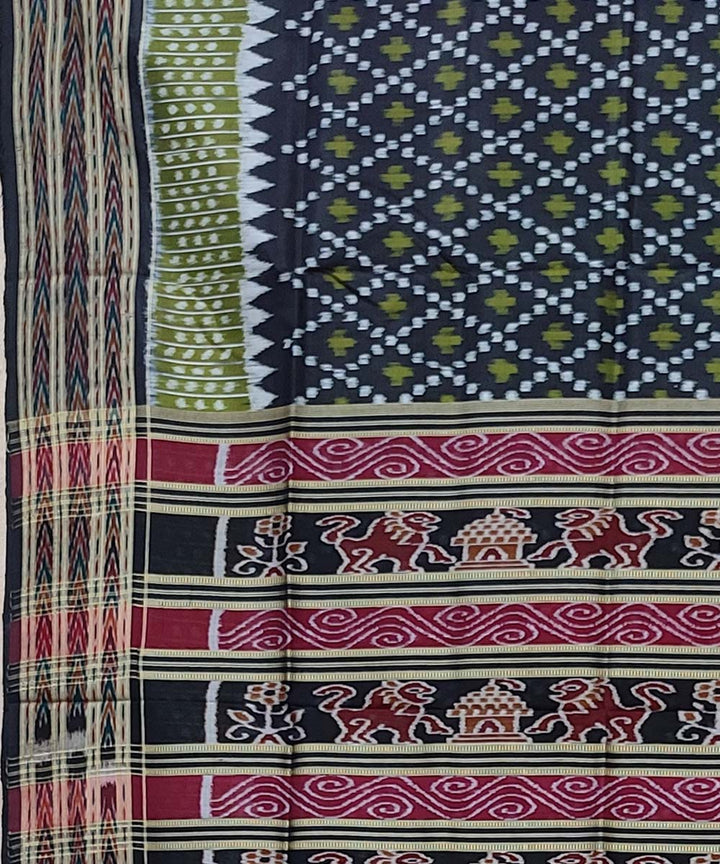 Black grey handwoven khandua silk saree