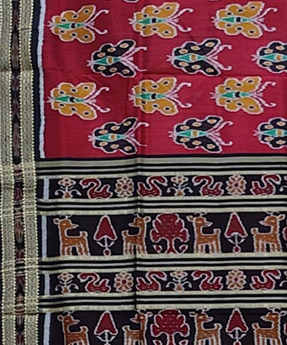 Multicolor black handwoven khandua silk saree