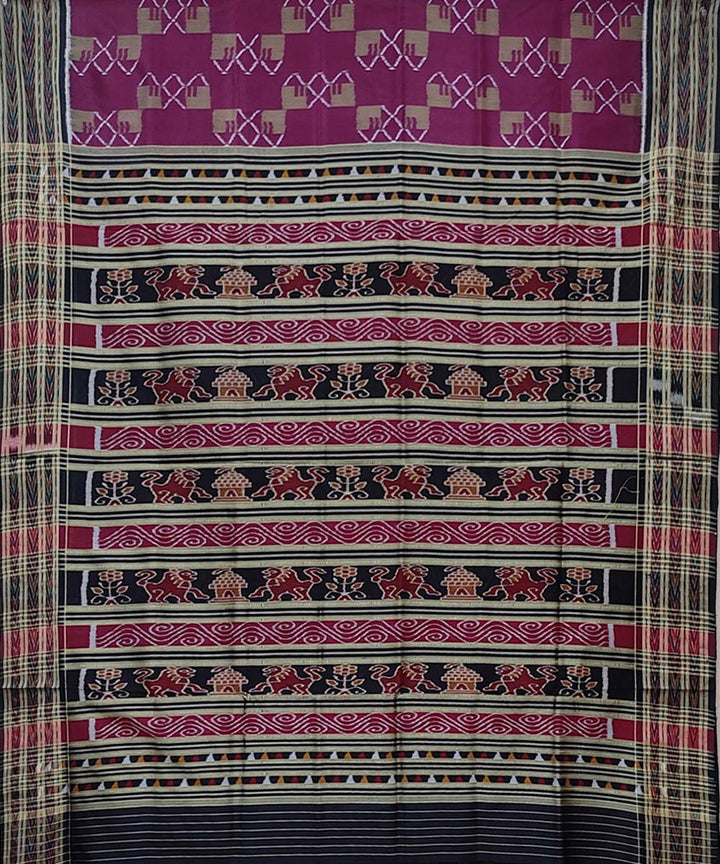 Purple black handwoven khandua silk saree