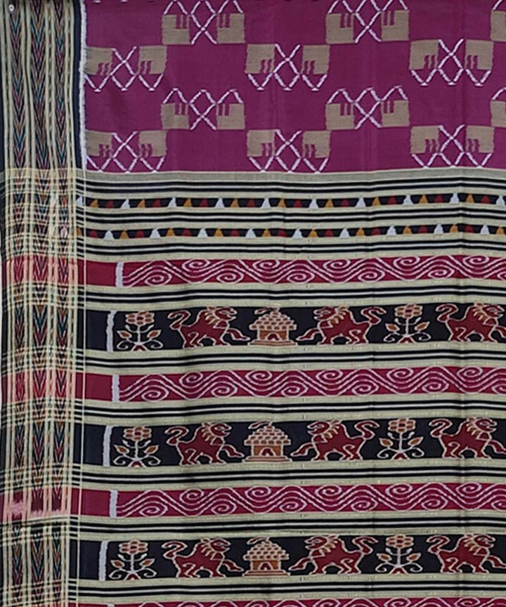 Purple black handwoven khandua silk saree