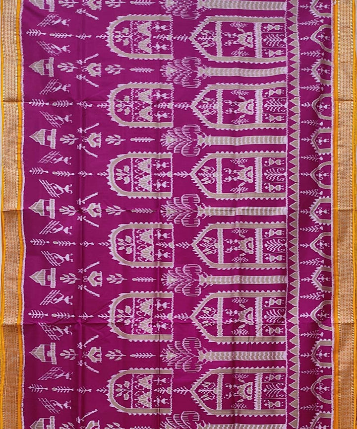 Purple yellow handwoven khandua silk saree