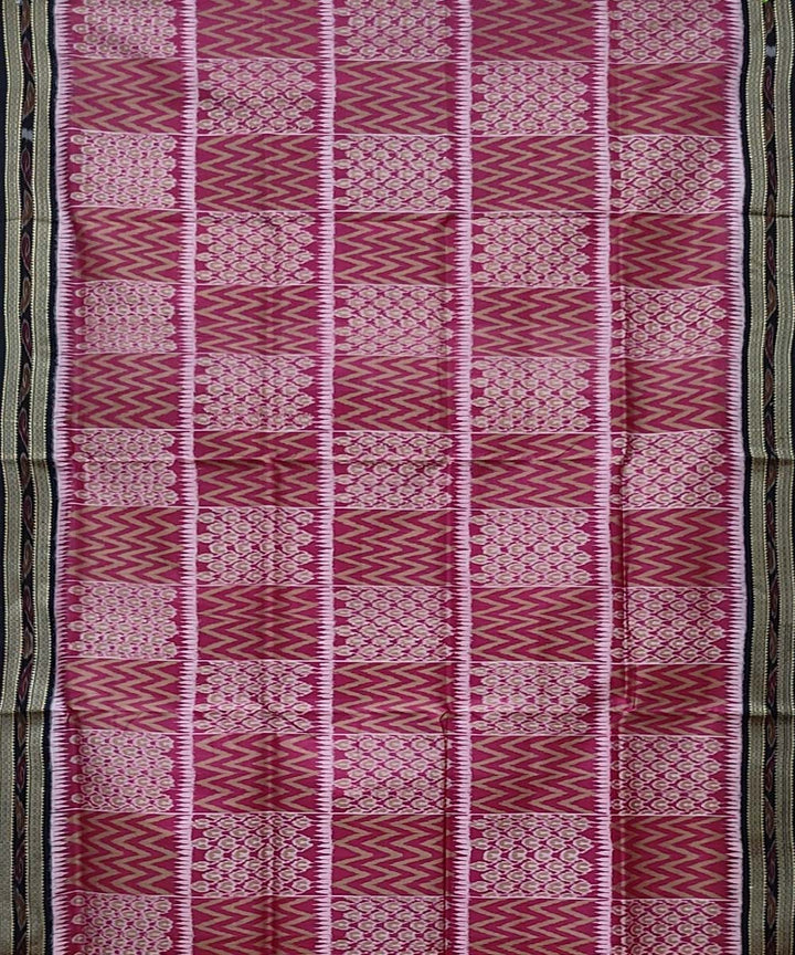 Peach black handwoven khandua silk saree