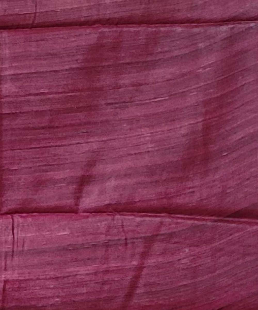 Cream handwoven block print tussar silk saree