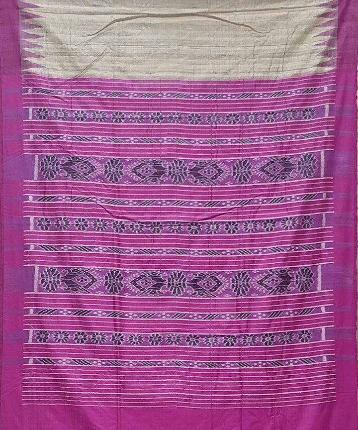 Pink beige handwoven tussar silk saree