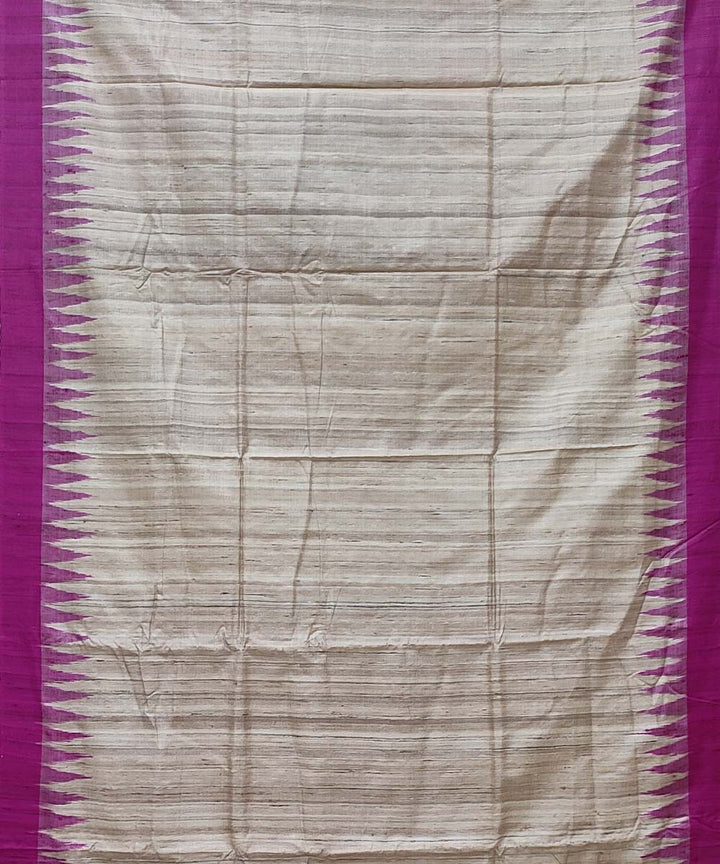 Pink beige handwoven tussar silk saree