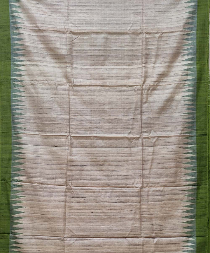 Light green  beige handwoven tussar silk saree