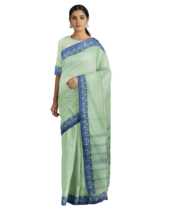 Tantuja cyan green blue handwoven tangail cotton sari