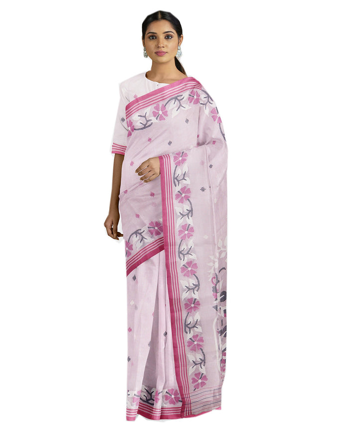 Tantuja pink handwoven tangail cotton sari