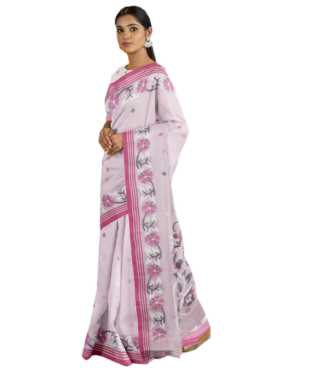 Tantuja pink handwoven tangail cotton sari