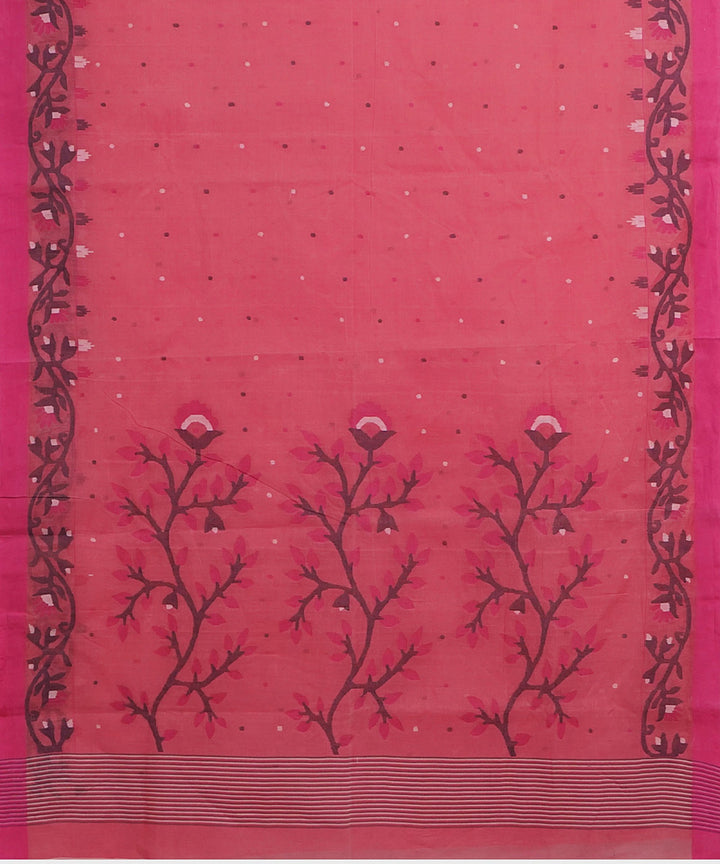 Tantuja rose pink handwoven tangail cotton sari